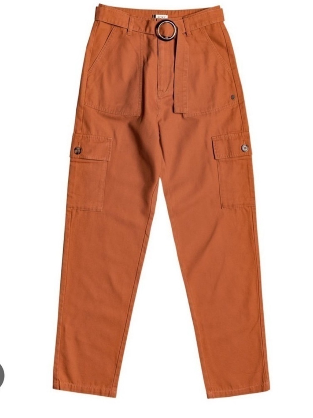 Roxy sense yourself orange belted cargo baggy pants size medium